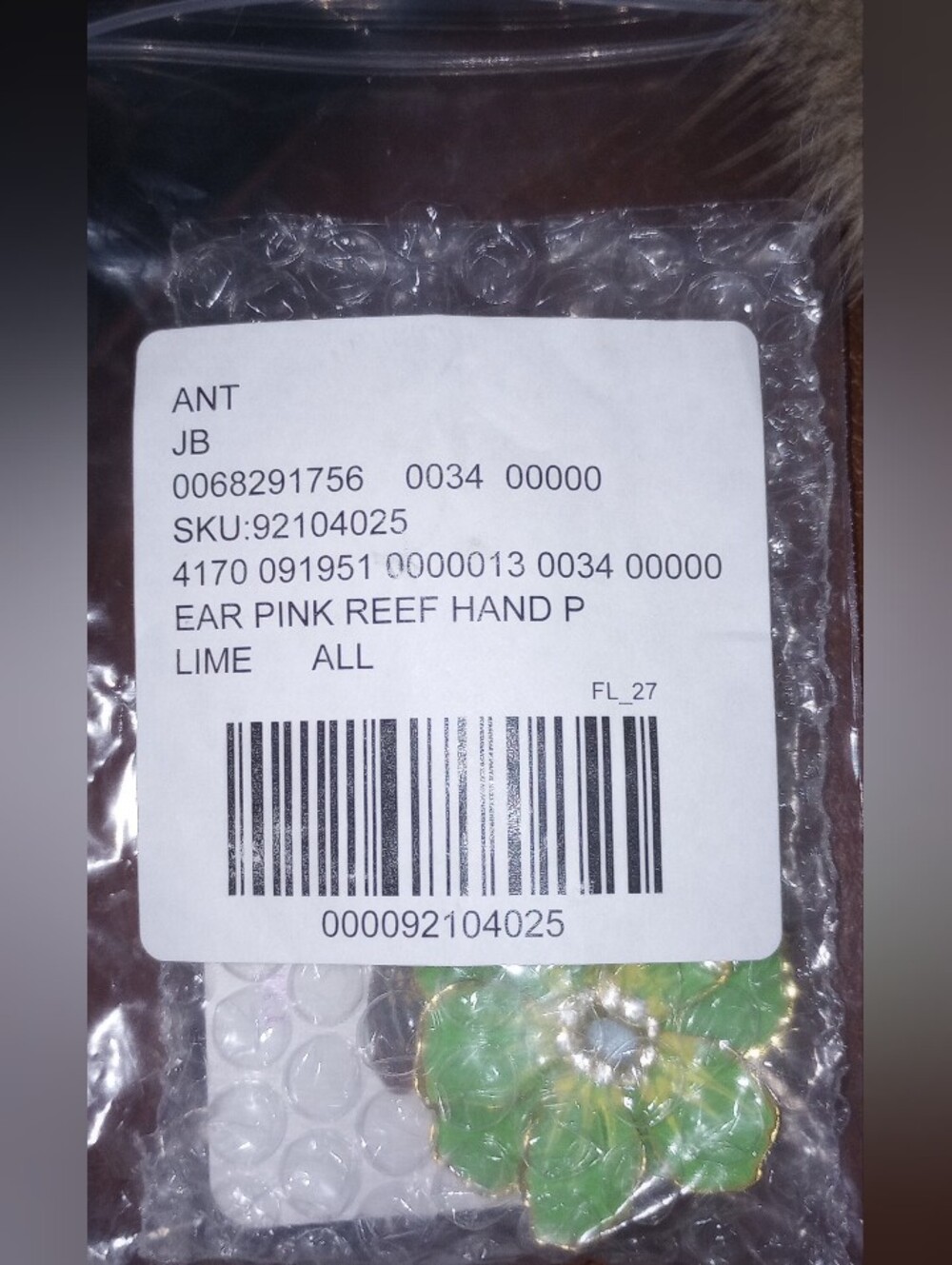 NWT Anthro The Pink Reef Handpainted Earrings Lime - Picture 7 of 7
